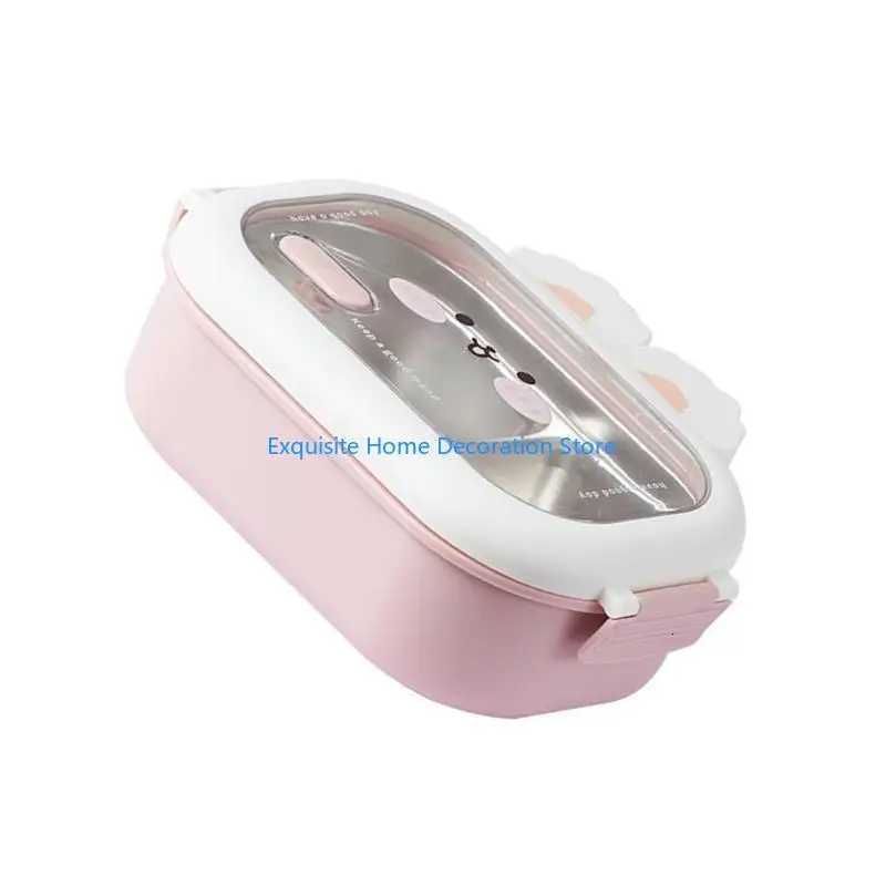 L5BF Child Friendly Lunch box with Rabbit User Friendly Stainless Steel Rabbit Lunch box for Children Practical HoldersM251121