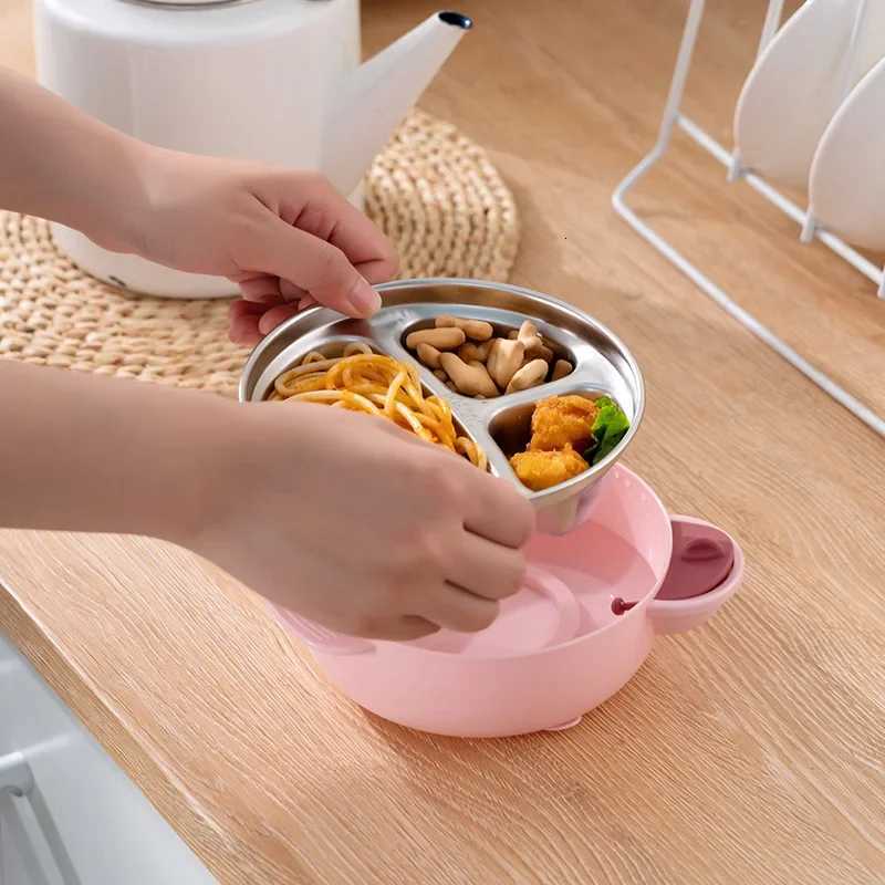 Cutlery Insulation Feeding Dinner Plate Lunch Box Baby Tableware Portable Suction Stainless Steel Bowl Kids Bento BoxM251121