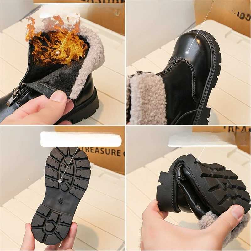 Childrens Fashion Boots 3-18 Years Old Fall Winter Padded Thickened Boys Girls Cotton Shoes Soft Non-slip Kids Leather BootsW251121