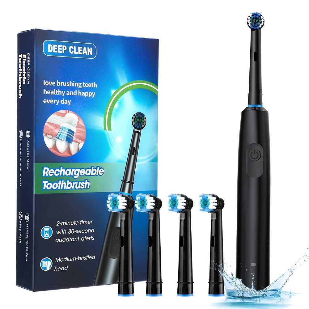 Rechargeable Electric Toothbrush For Adults 5 Modes Rotary Tooth Brush Sonic Toothbrush With 4PCS Replacement Soft Brush Heads C251121