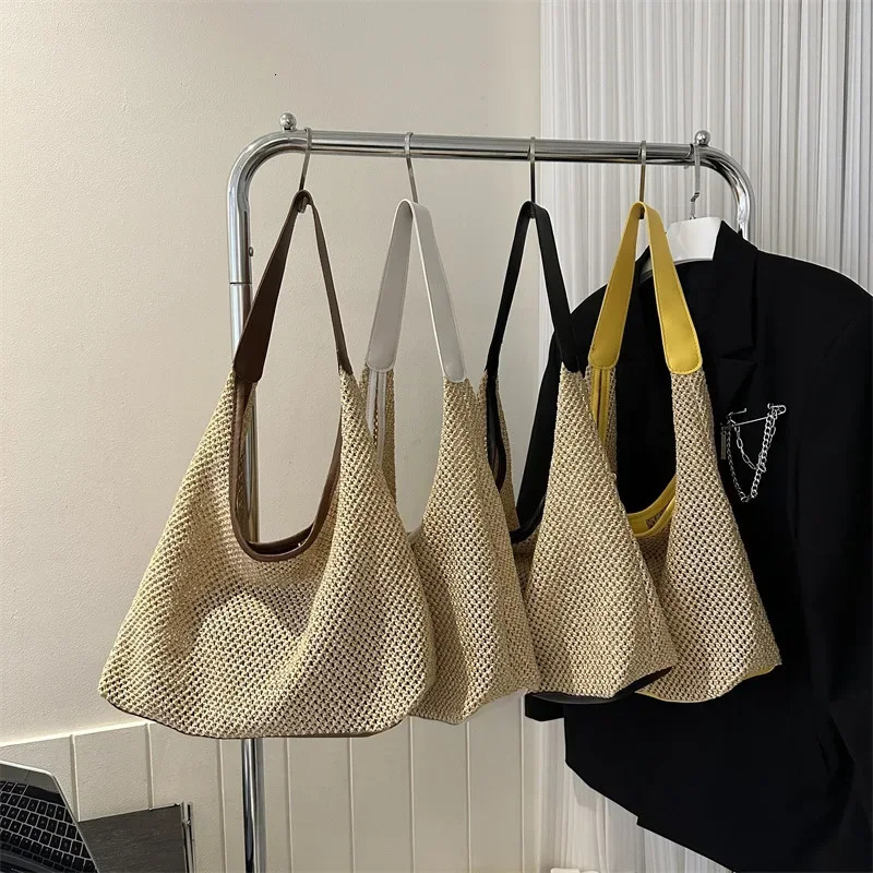 Casual Beach Summer Popular Woven Mother-in-law Bag 2025 Fashionable One-shoulder Seaside Travel Beach Straw Bag Drop Shipping R250421