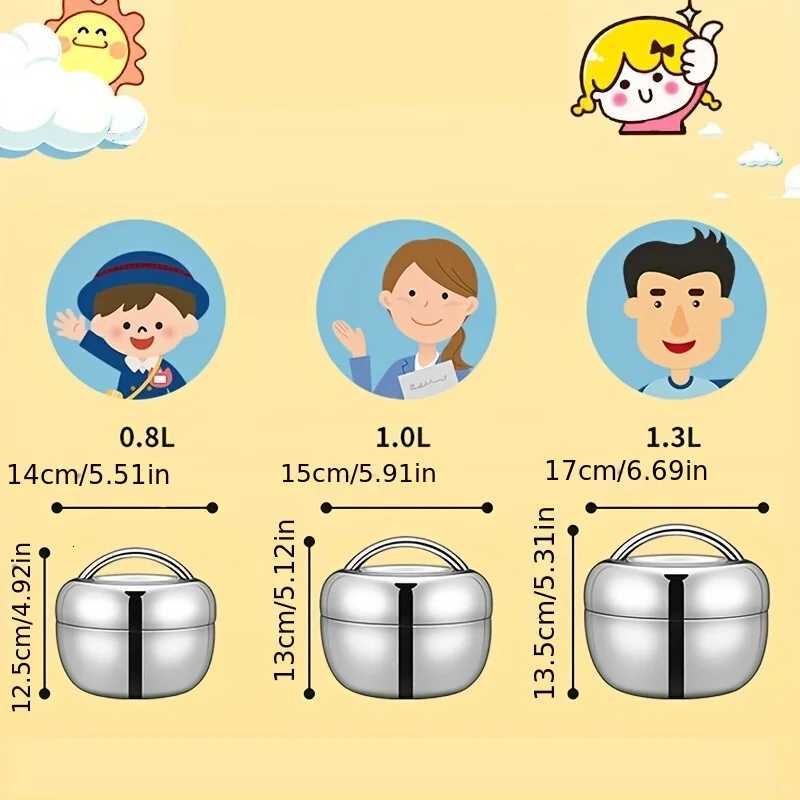 Portable High Quality Stainless Steel Round Lunch Box Food Storage Containers For Hot Food With Thermal Insulation Bento BoxM251121