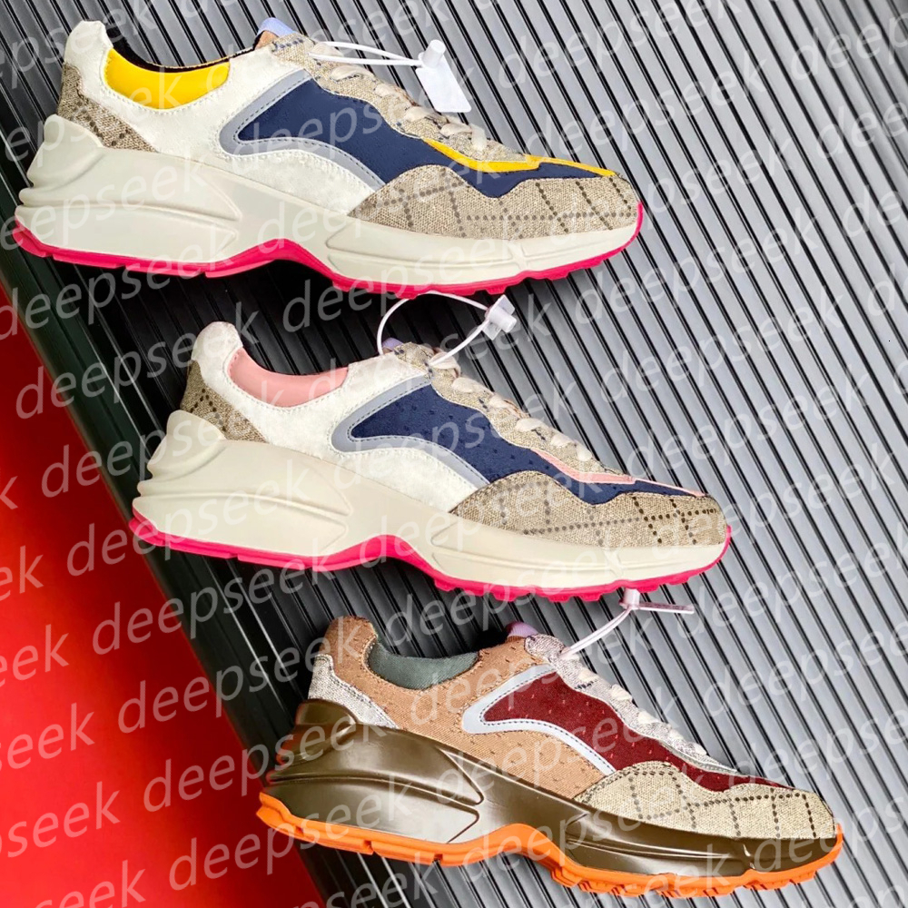 Rhyton Sneakers Designer shoe Multicolor Sneaker Beige Men Trainers Vintage Chaussures Ladies casual leather Shoe Sneaker size 35-46