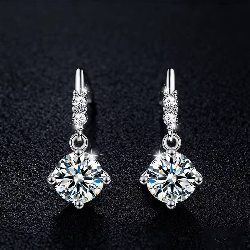 Moissanite 05CT Earrings 925 Sterling Silver Moissanite Tassel Stud Earrings