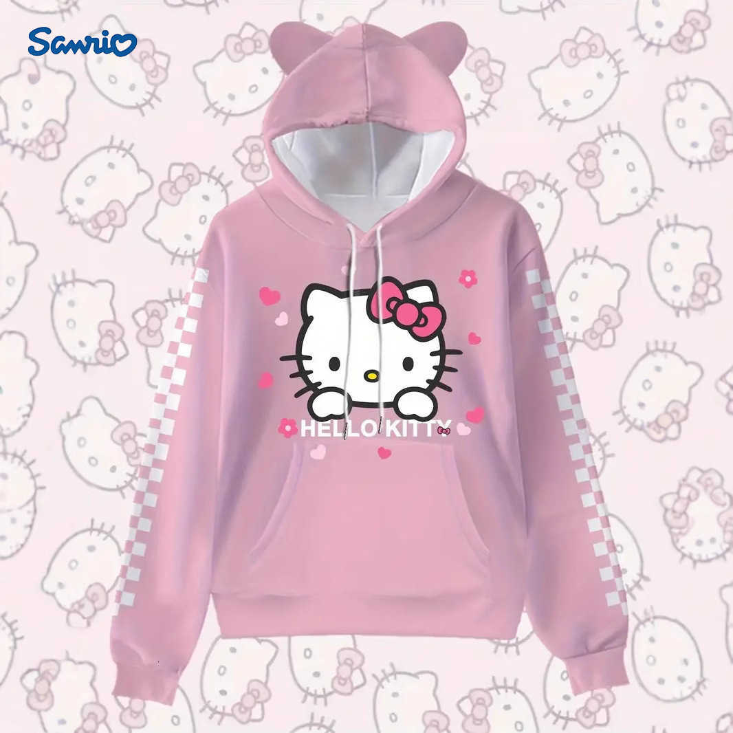 Sanrio 3D New Cat Ear Hooded Sweatshirt Hello Kitty Cinnamoroll Kuromi H2511211