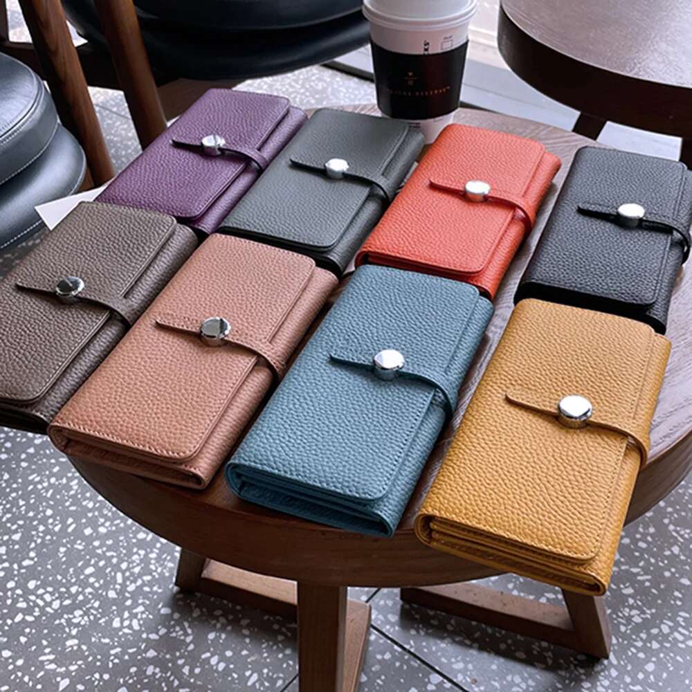 100% Genuine Leather Women Long Wallet Designer Round Hasp Female Phone Clutch Bag hot Large Capacity Cowhide Mobile Purse