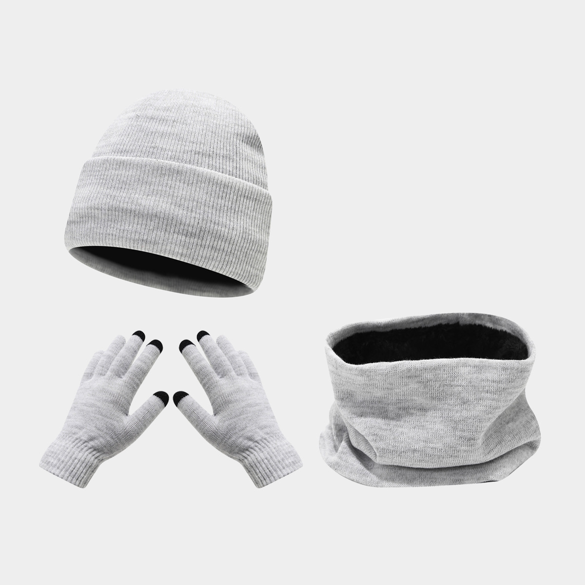 Designer Scarf Hat Gloves Three-Piece Set Winter Outdoor Cycling Skiing Cold-Proof Solid Color Knitted Hat Warm Set Trendy free shipping