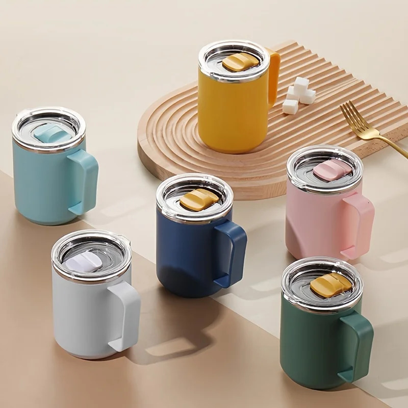 450ml stainless steel coffee cup vacuum insulated travel mug with leak proof lid and straw for camping office commuting 250421