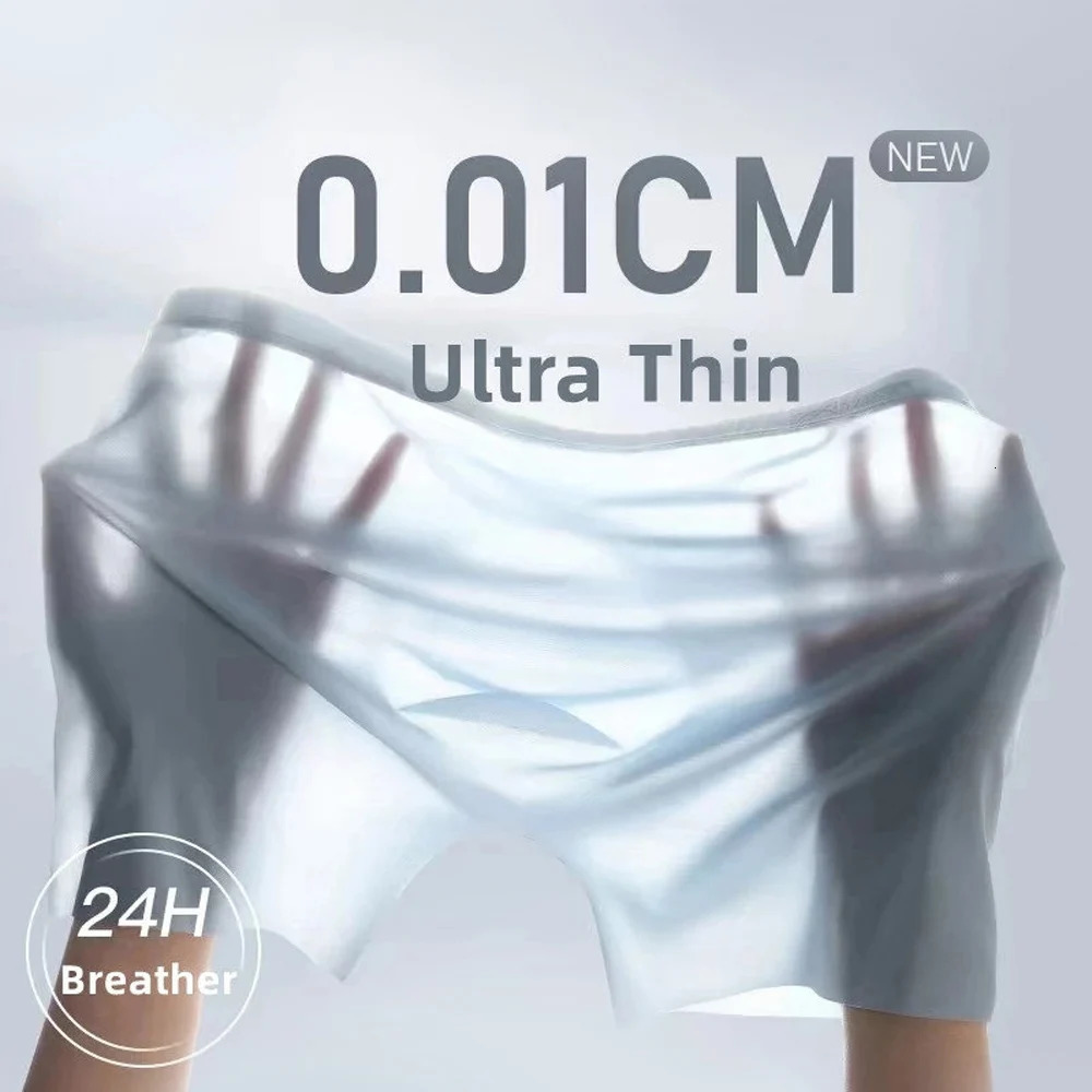Mens boxing shorts ice silk mens underwear seamless sexy ultrathin breathable 250417