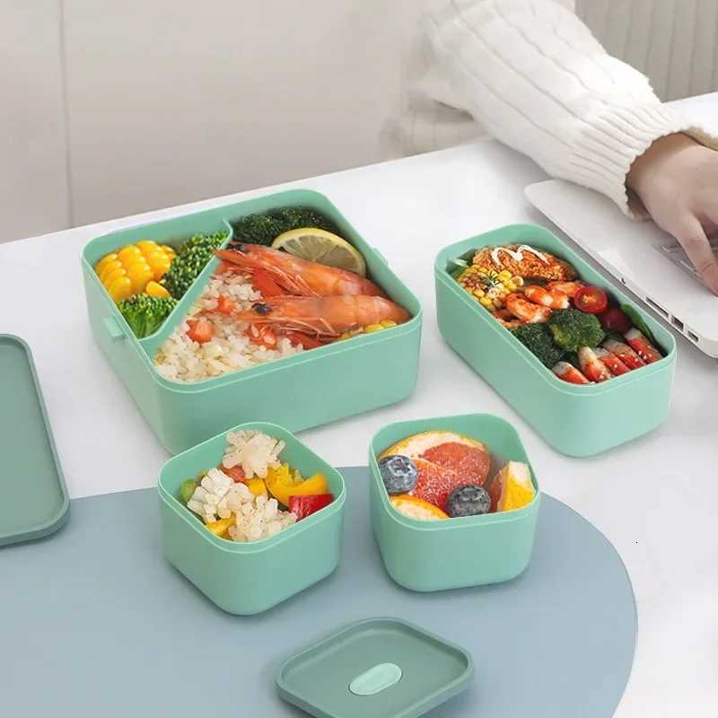 Portable Single/double Layer Compartmented Lunch Box Microwave Bento Boxe with Fork and Spoon Sealed Food Storage ContainerM251121