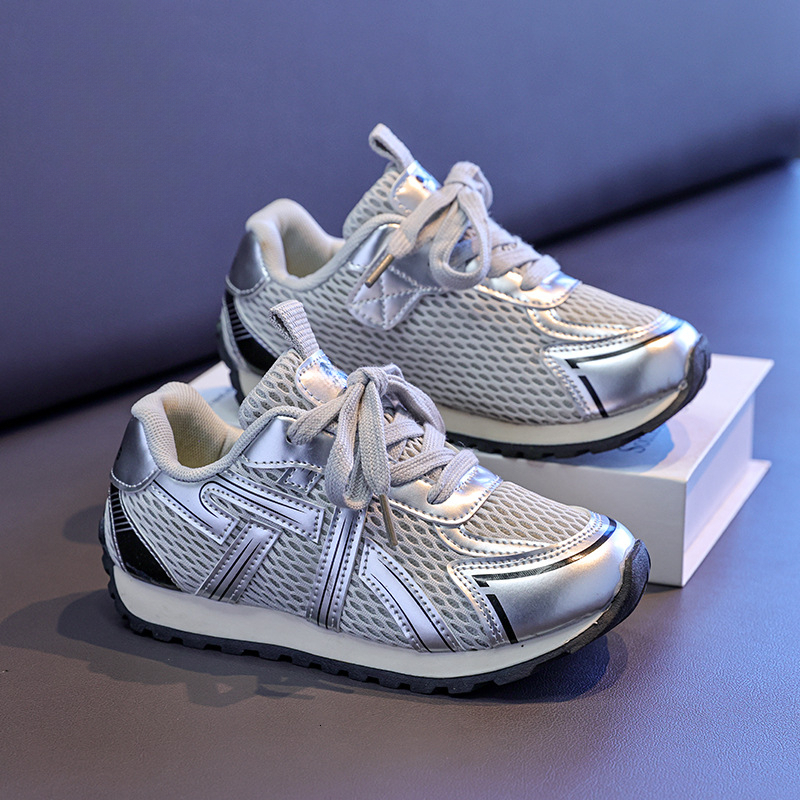 Luminous shoes with dual mesh eyes, breathable sports, soft sole, fashionable and trendy shoes, fashionable dad shoes, casual children's shoes