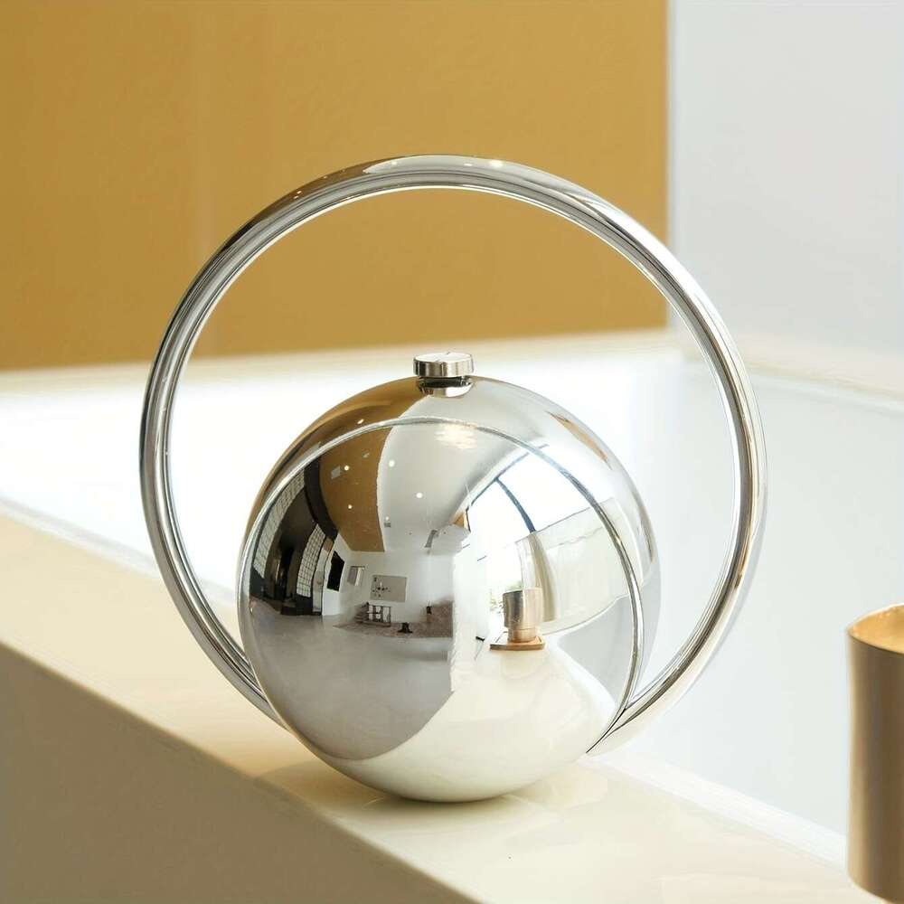 Women S Luxury Handheld Bag Elegant Golden Tone Spherical Clutch With Sparkling Accent Durable Acrylic Construction Buckle Closure Formal Party Purse 