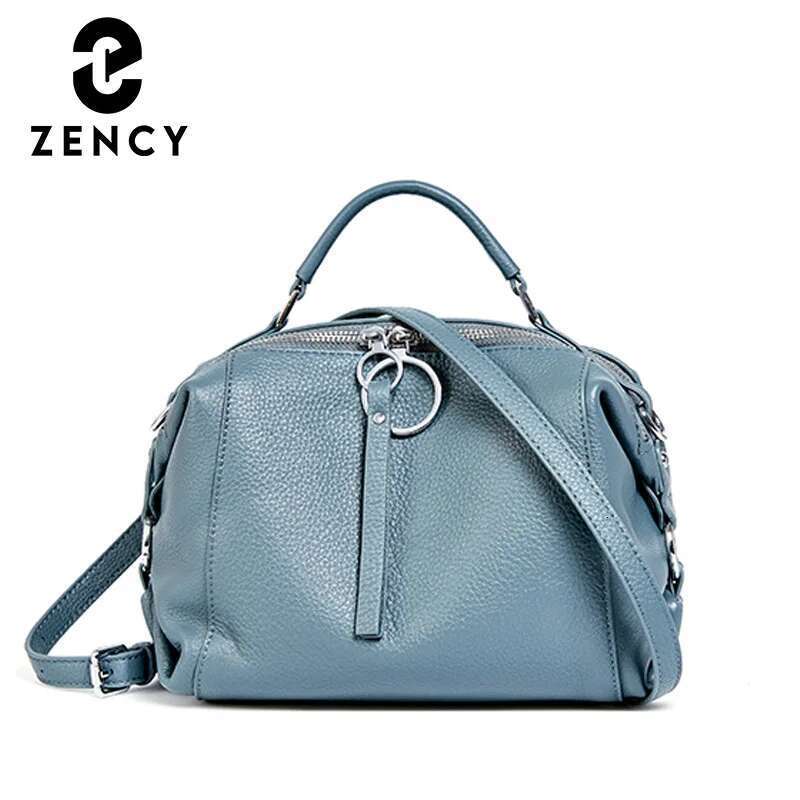 Zency Women Genuine Leather Handbag Fashion Simple Shoulder Large Capacity Crossbody Top Handle Bag Medium Size For Daily Bag