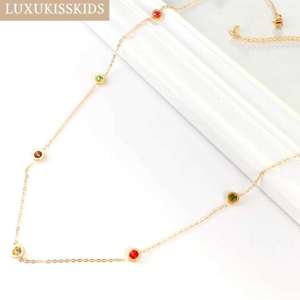 LUXUKISSKIDS Round Cubic Zircon Charms Long Necklace Woman Fashion Choker Stars Moon Elegant Chain No Fade Premium Fariy JewelryXJ251121