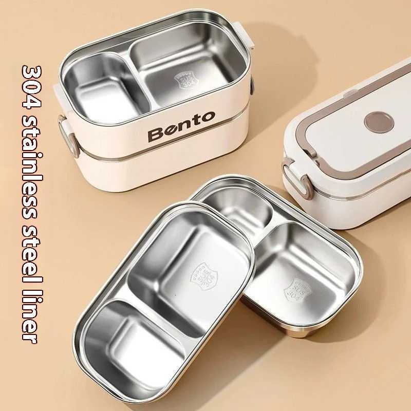 900ML Packed Lunch Microwave Available Lunch Box Picnic Salad Office Adults Student Thermal Insulation Stainless Steel Lunch BoxM251121