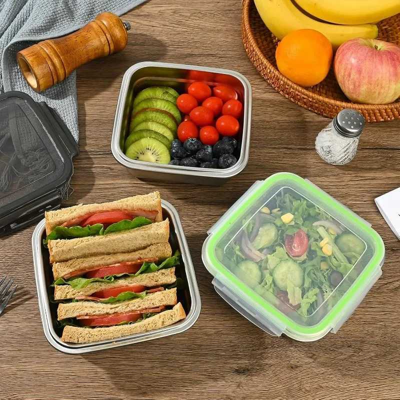 350/550/850m Stainless Steel Lunch Box Refrigerator Sealed Storage Box Portable Food Containers Leak-proof Microwave Bento BoxesM251121