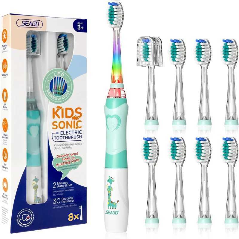 Seago Electric Toothbrush for Kids Sonic Clean Teeth Special Soft Brush for Kids 2 Minutes Timer with 8 Extra Brush Heads C251121