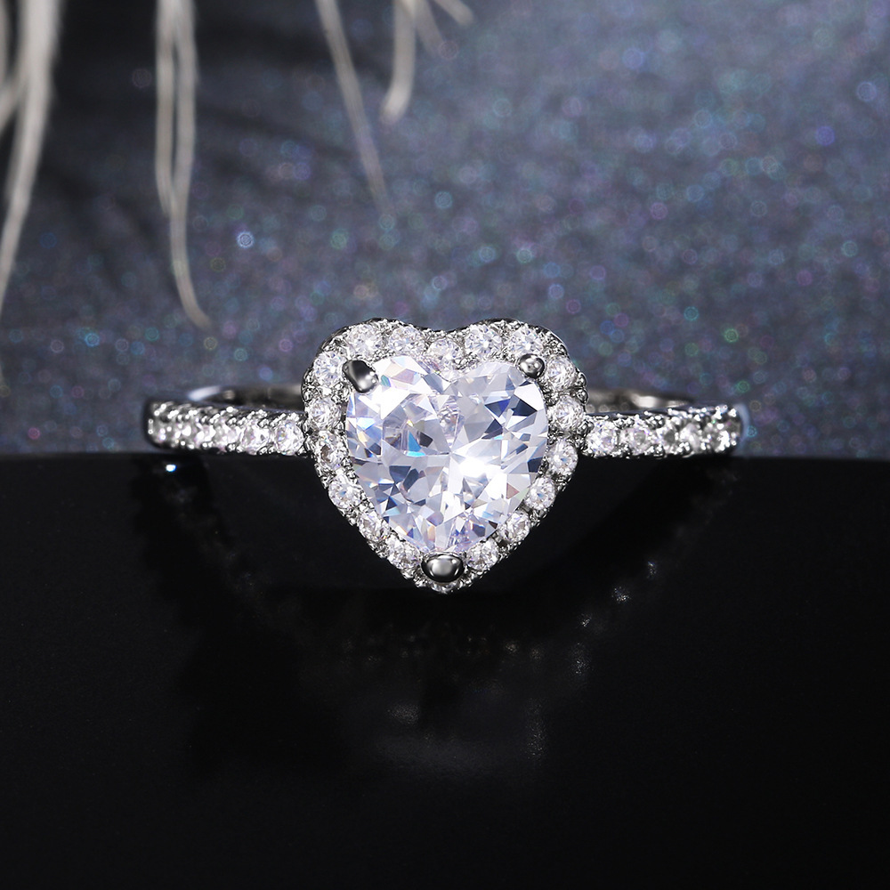 High Quality Classical Luxury Jewelry 925 Sterling Silver Pear Cut White Topaz CZ Diamond Promise Eternity Wedding Heart Ring for Women Size 5-12