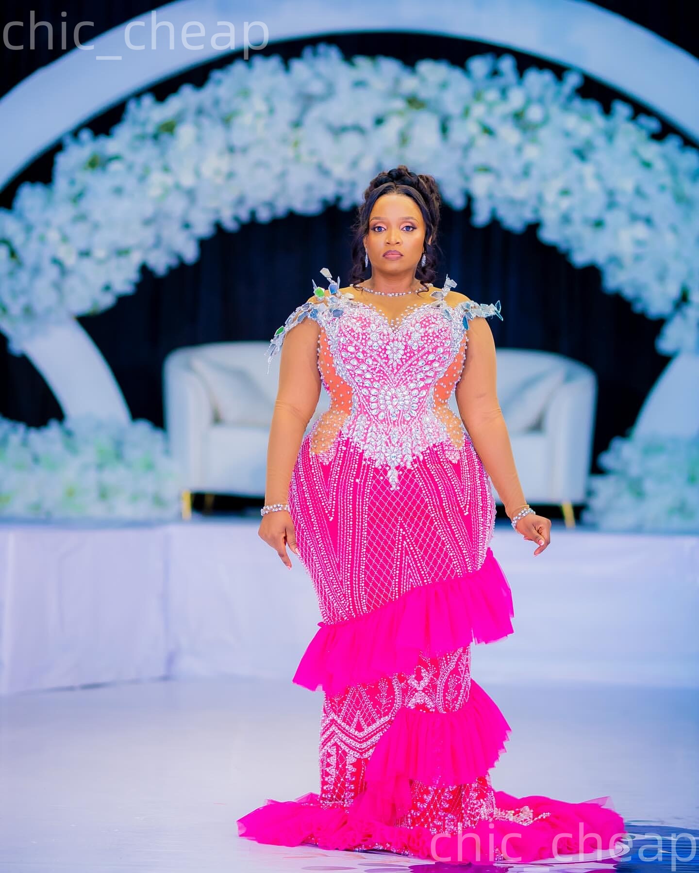 Aso Ebi Fuchsia Mermaid Prom Dresses 2026 Beaded Crystals Sequined Evening Formal Party Second Birthday Engagement Gowns Plus Size Dress For Special O