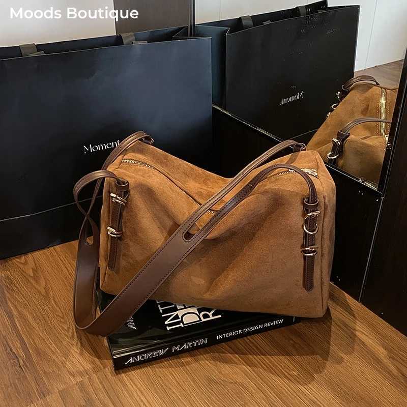 MOODS Shoder For Wen PU Suede Pure Color Large Capacity Shopping Bost Bag 2025 Winter New Fi Handbags Y251121