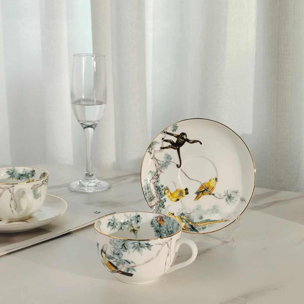 Jungle Ceramic Cup Deluxe Coffee Teacup Set Ceramic Coffee Chicaras Ali China Tazos Beverage Espresso Cup and Taz Cup S25421