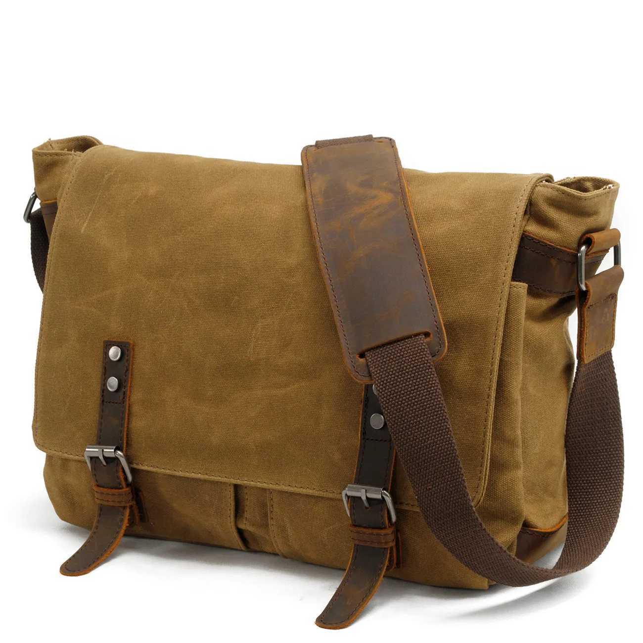 Fashion New Fi Thick Wax Canvas Men Shoder bag Messenger bag Men Crossbody Bag Vintage m Leisure Sling bag Casual Boy Y251121