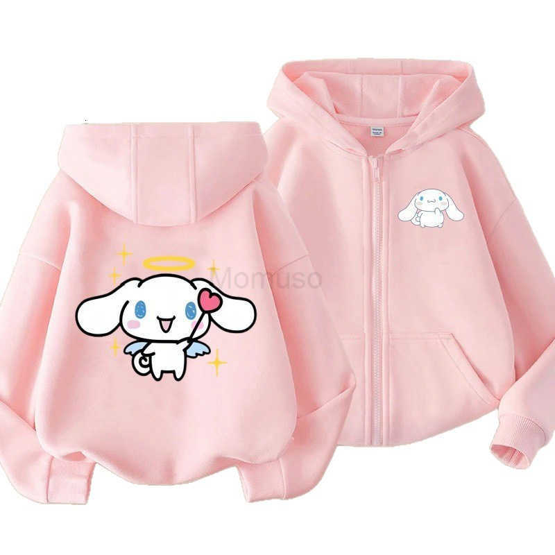 Sanrio Cartoon Big-Eared Dog Childrens Printed Hoodie Autumn Winter Fleece Zipper Sweatshirt H251121