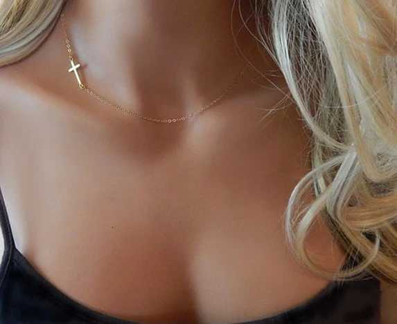 New Fashion Cross Pendant Necklace for Women Men Religious Jewelry Gold Color Choker Gift Faith NecklaceXJ251121