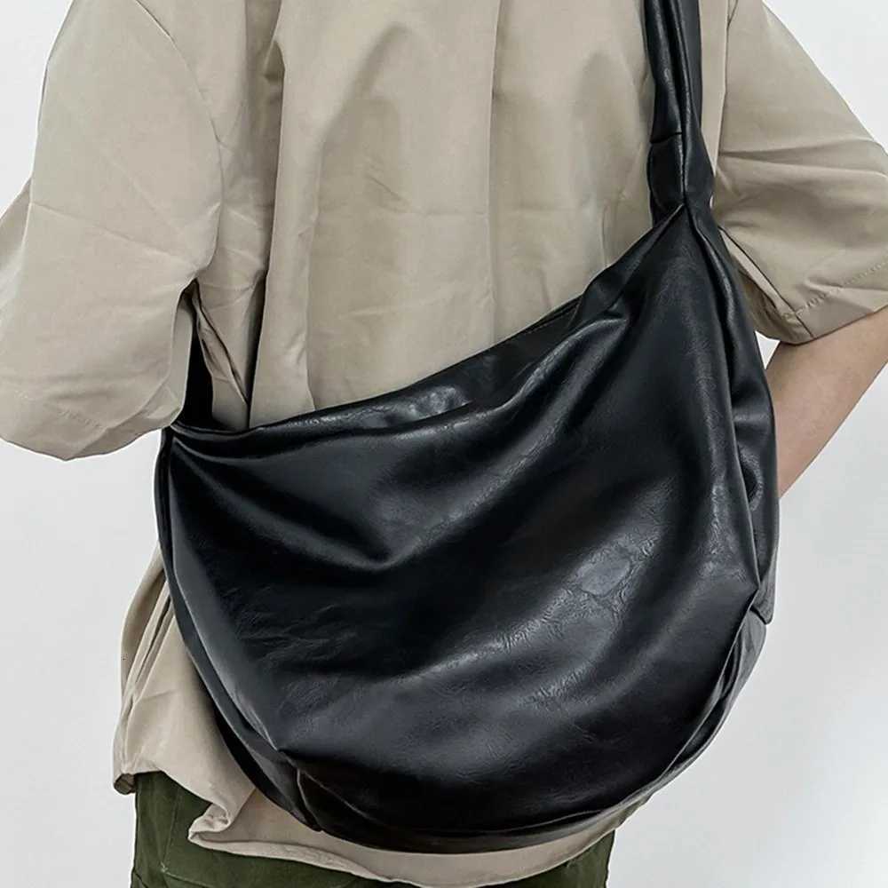 Japanese Style PU Leather Shoulder Bag Large Capacity Streetwear Casual Chest Pack Lightweight Multi-FunctionalT251121