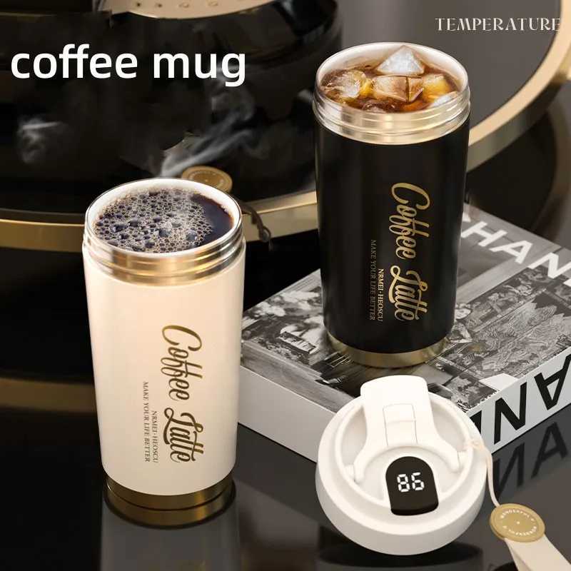 500ML Ceramic Liner Travel Mug Vacuum Insulated Thermos For Coffee Thermal Cup Tumbler Digital Lid L251121OM8D W260226