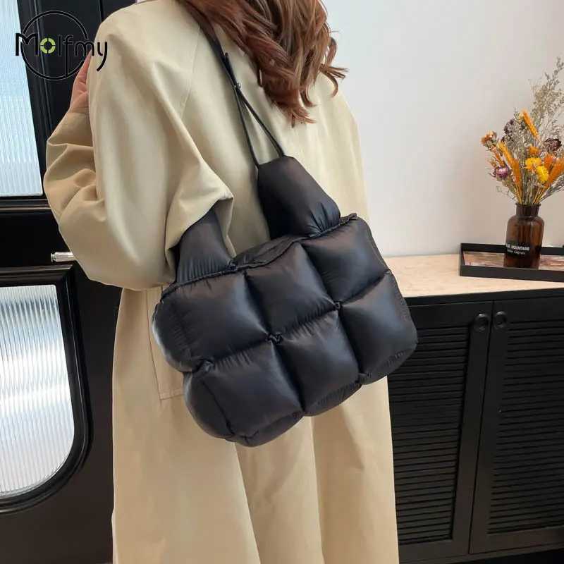 Fi Padded Tote Bag Designer Down Cott Wen Handbags Luxury Waterproof Shoder Crossbody Bags Winter 2025 Bolsos Mujer Y251121