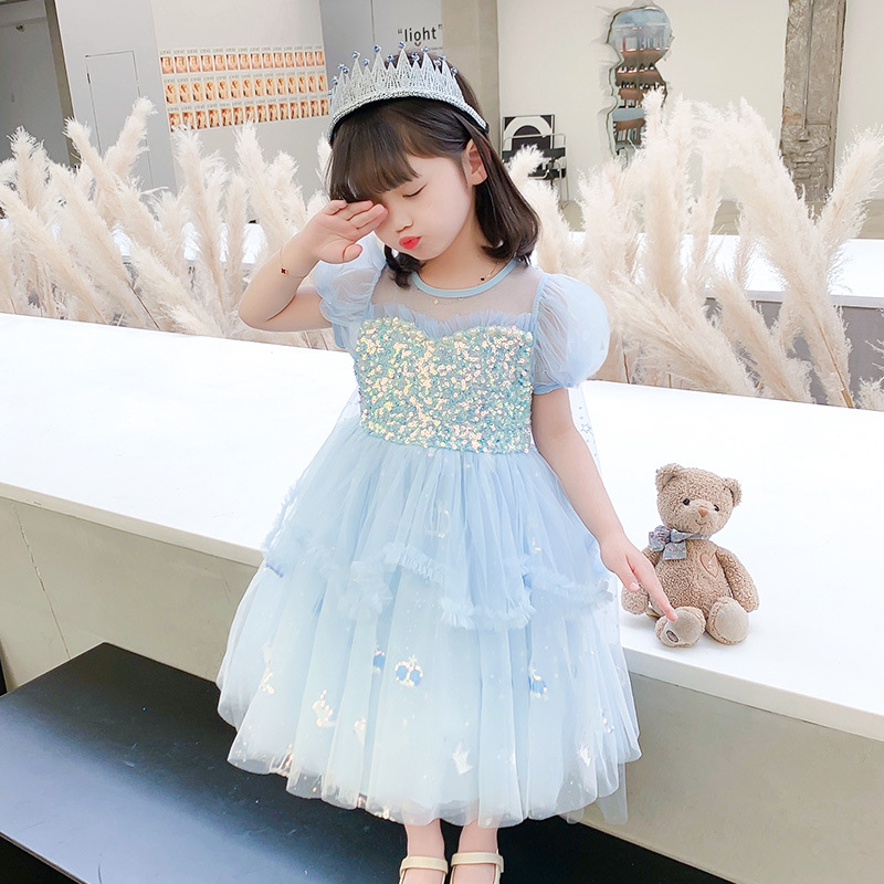 DISNEY Designer clothes for kids baby Elsa princess dress toddler designer clothes new Frozen Elsa birthday outfit children's dress for summer