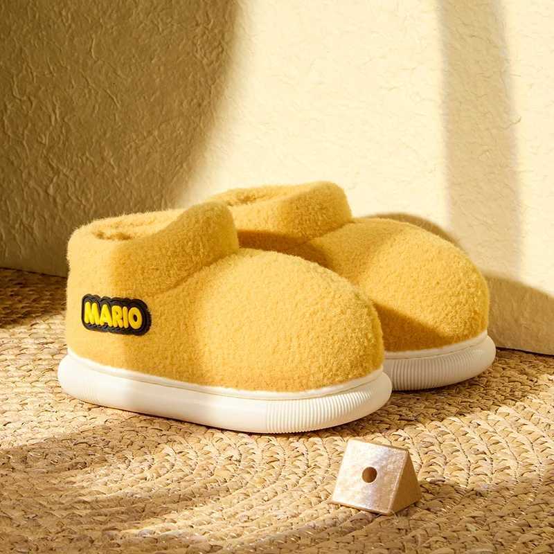 Cheerful Mario Winter childrens cotton shoes Solid color indoor and outdoor comfortable home cotton slippersW251121