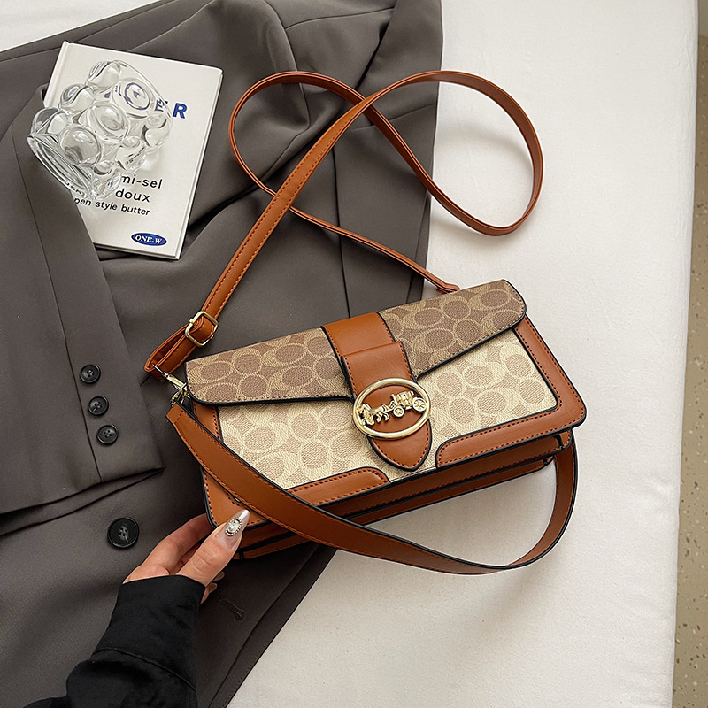 Designer bag free shipping 2025 new fashionable high-end texture printed shoulder crossbody bag armpit bag for womens