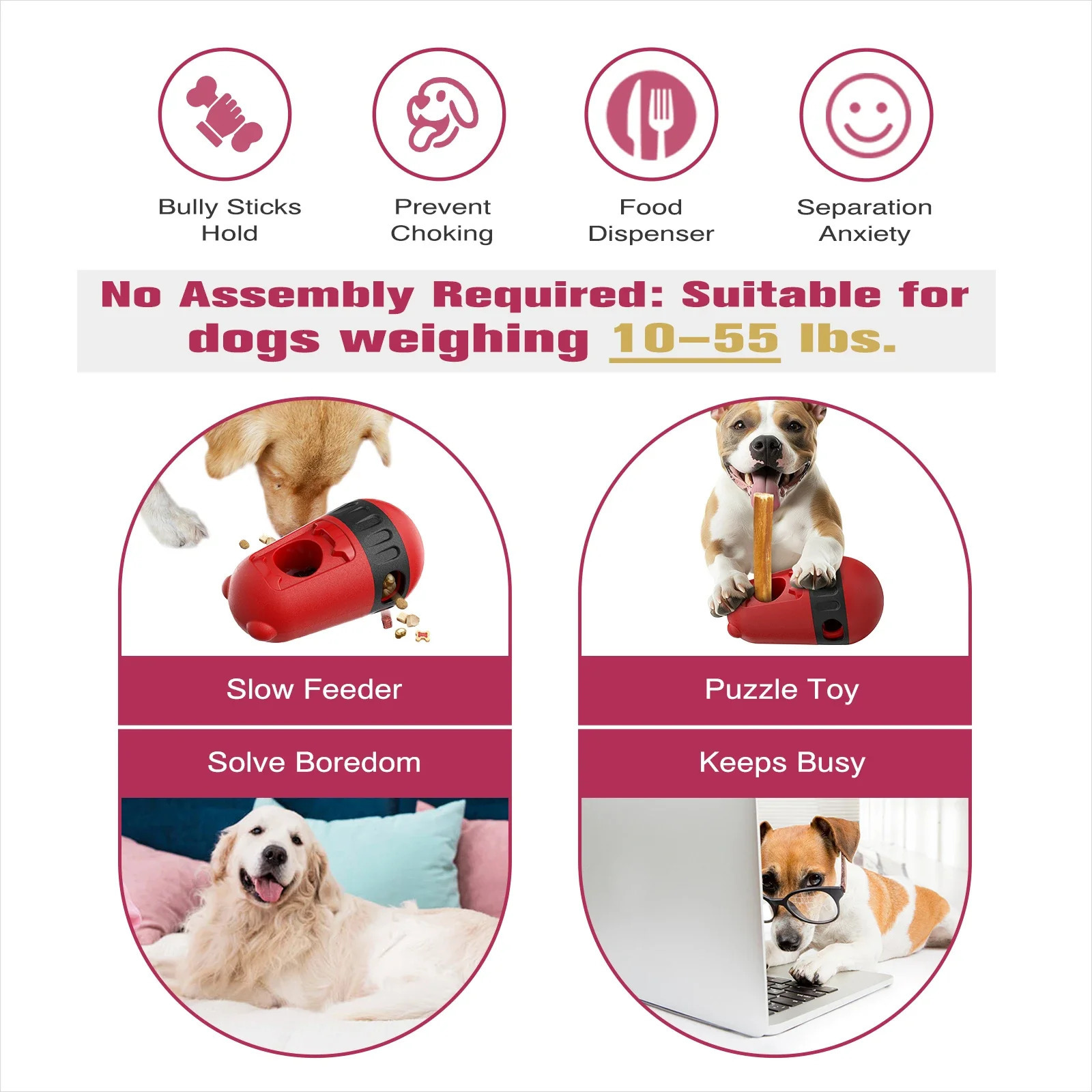 Bully Stick Holder Slow Feeder Ball Food Dispensing Toy for Small Medium Dogs Irregular Rolling Dog Toys