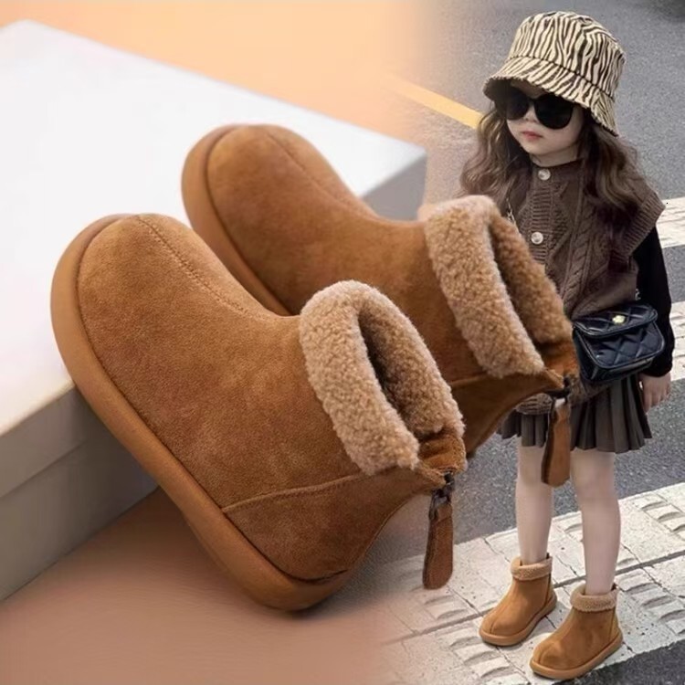 New designer shoes Girls Winter Cotton Boots New Children Girls Short Boots Leather Boots Thickened Cotton Shoes Baby Snow Boots Plus Velvet