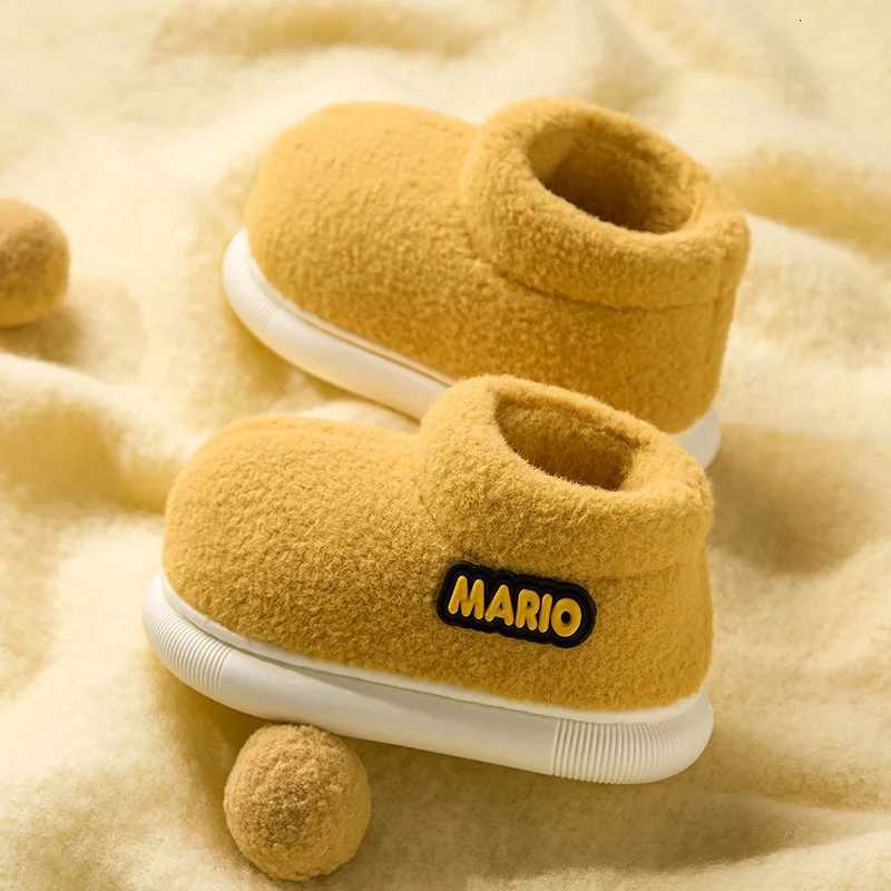 Cheerful Mario Winter childrens cotton shoes Solid color indoor and outdoor comfortable home cotton slippersW251121