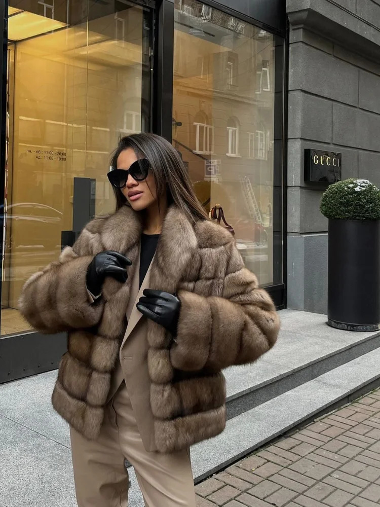 Fashion Patchwork Faux Fur Coat Jacket Women Fluffy Solid Lapel Full Sleeve Loose Coats Lady Winter Daily Street Outwear 251121 - view 3