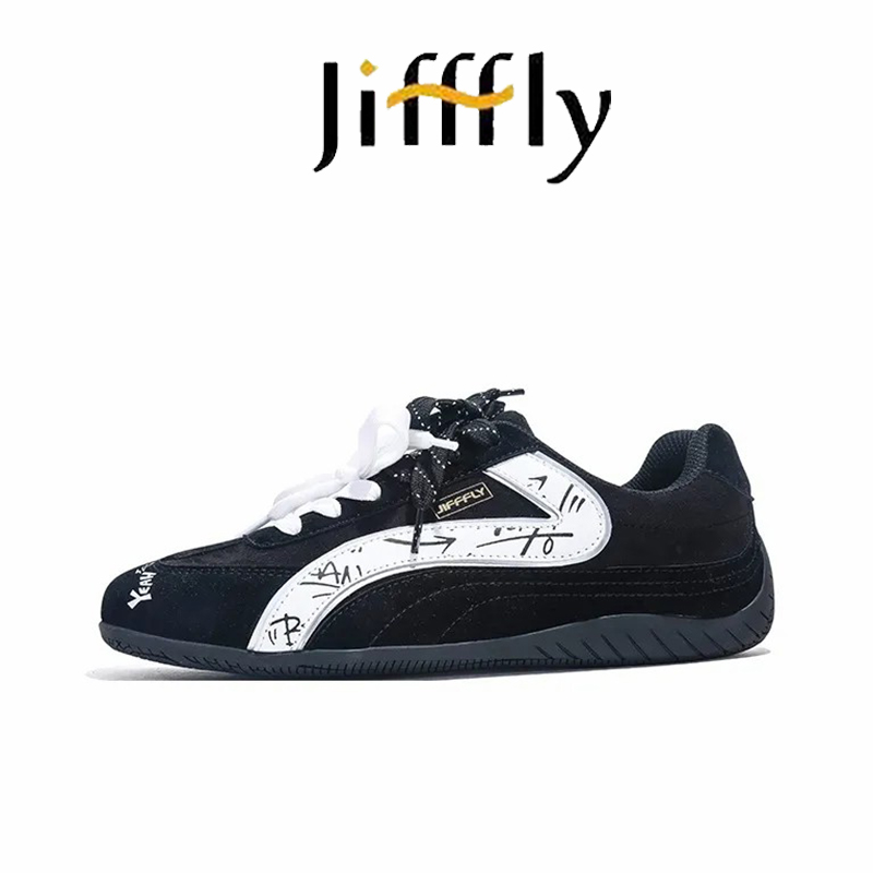 Jifffly brand designer men's and women's casual sports shoes, trendy graffiti wear-resistant synthetic suede leather shoes free delivery