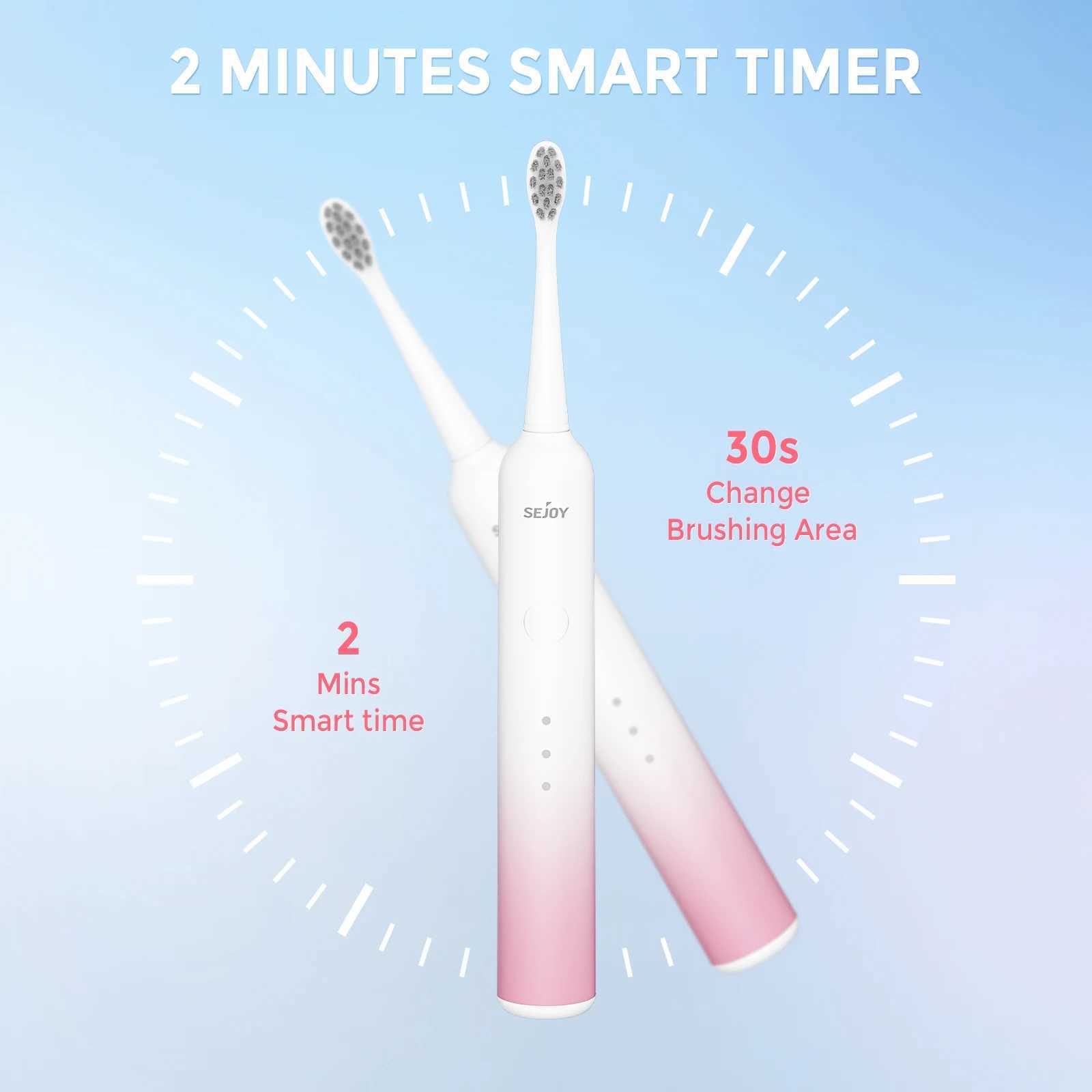 Sejoy 8001Electric Sonic Toothbrush Rechargeable with 8 Replacement Heads 5 Modes Electronic Tooth Brushes C251121