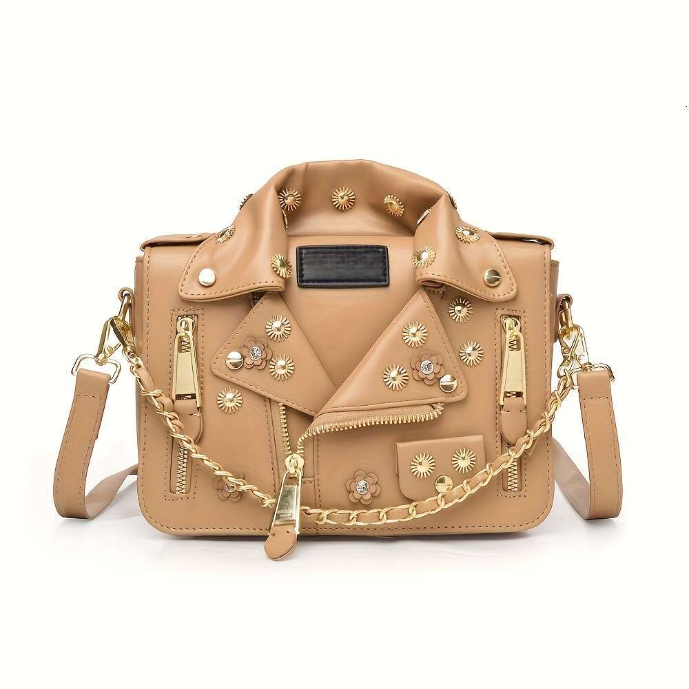 Women S Edgy Crossbody Bag Adjustable Chain Strap Multi Color Block Design Zipper Closure Polyester Lining Golden Tone Hardware Sleek Hardware Bright