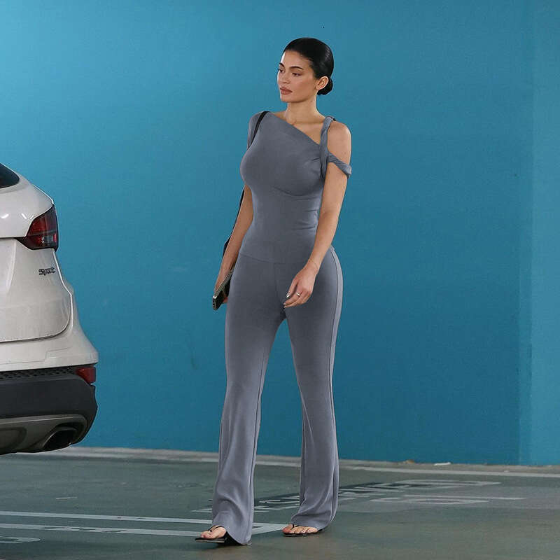 hoodie Women's Wear Summer New Women's Clothing Solid Color Casual Sexy Sloping Shoulder Comfortable Slim Fit Top Pants Set jacket