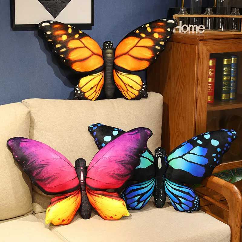 Colorful 3D Butterfly Girl Heart Creative Butterfly Stuffed Cushion Bed Bedroom Couch Room Decor Plush Throw s C251121