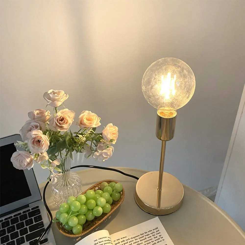 Bedroom Bedside Lamp Golden Modern Simple Model Room Decor Table Lamps College Dorm Study LED Desk Lamp E27 Table Light Fixtures C251121