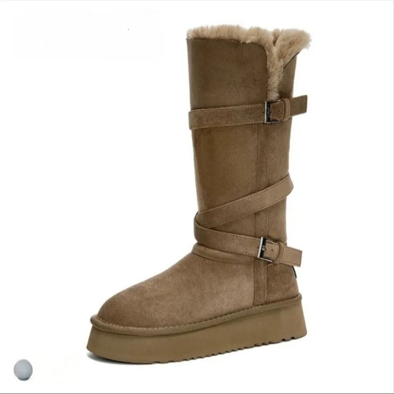Classic Plush Snow Boots and Calf Womens Wool Warm Winter Shoes Buckle 455 251121
