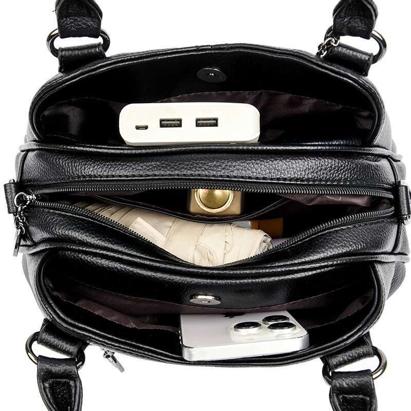 2024 New 3-Layer Large Capacity Women Tote Bag Fashion Women's Trendy Shoulder Bags High Quality Soft Leather Female Handbag Sac