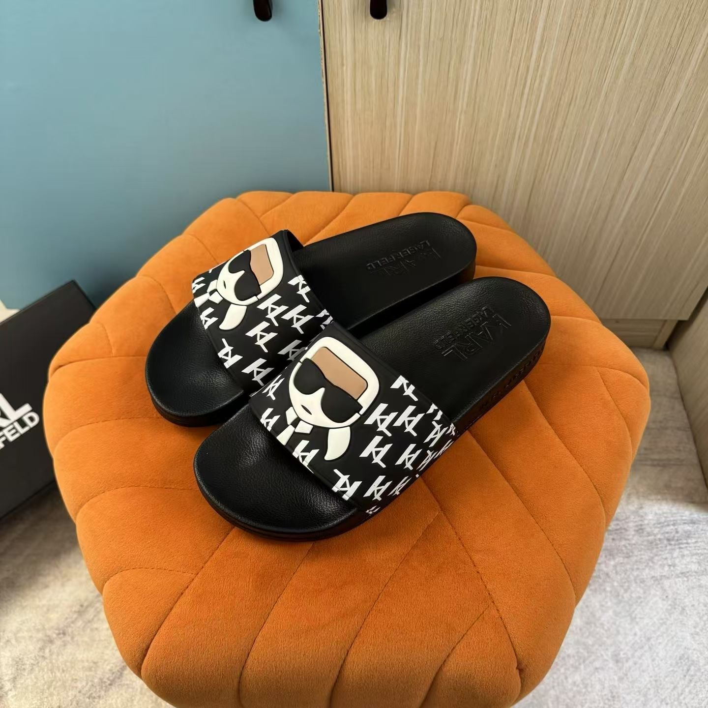 30off~ Luxury Designer Sandal karl langerfeld shoes woman mens Slide Fashion tazz Slipper rubber sole summer beach shoes Flat loafers man Casual Flip karl shoes