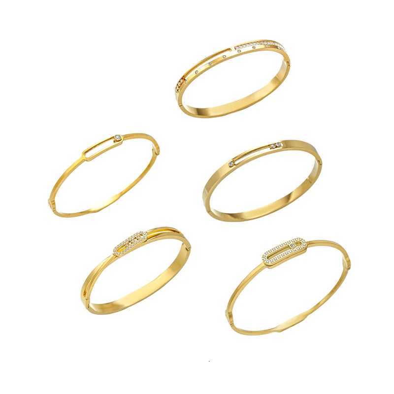 Simple Style Sliding Zircon Design High Quality Stainless Steel Bracelet Shining Crystal Bangle for Women Girl Birthday GiftsW251121