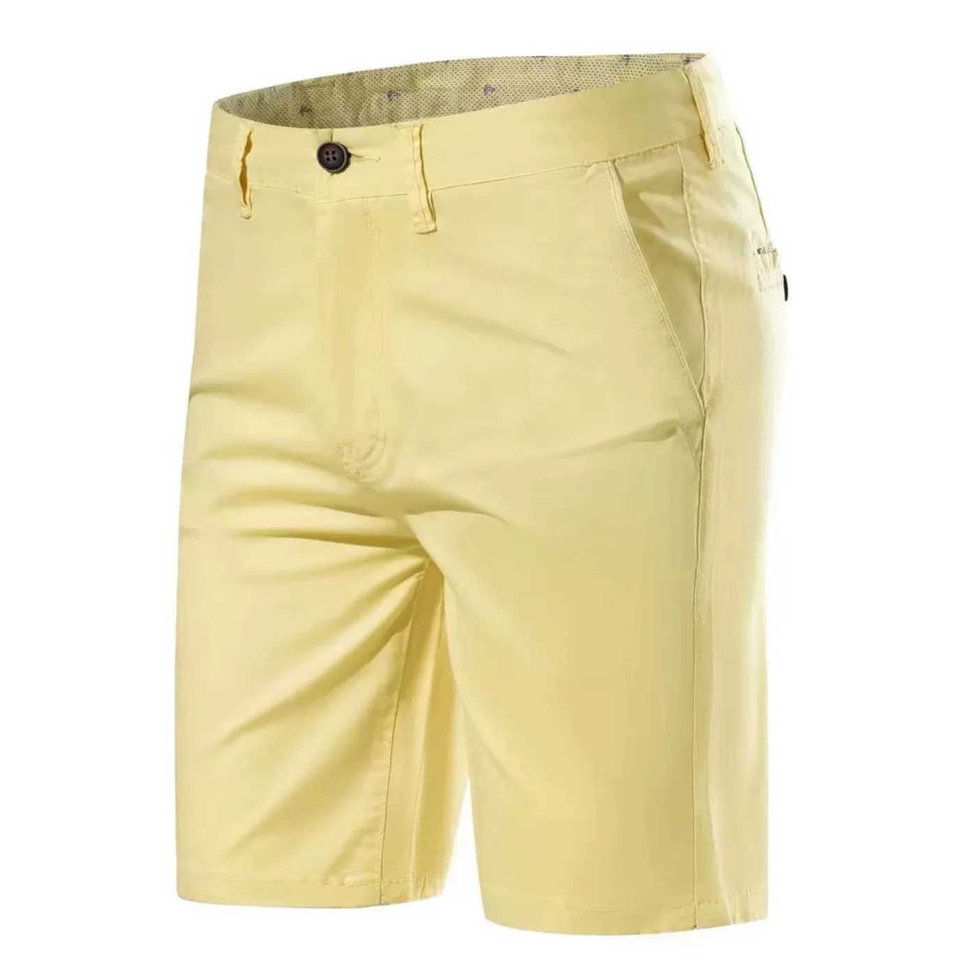 Summer cotton mens luxury casual solid business mens beach shorts stretch Chino classic slim shorts W250421