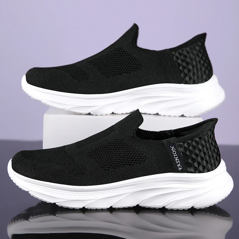 Mens Knit SlipOn Casual Walking Shoes Cushion Comfy Stable Mesh Jogging Daily Sports Sneakers 251121